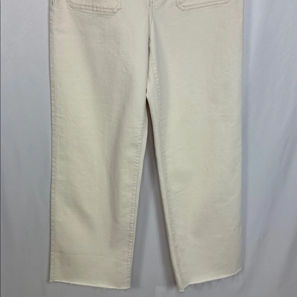 Madewell Emmett Wide Leg Full Length Jeans‎ Patch Pockets Beige Size 30 NWOT